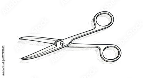 Surgical Scissors Illustration: Medical Tool with Ring Handles and Sharp Blades.