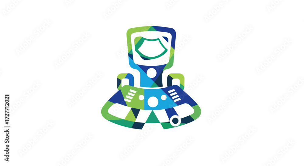 Fototapeta premium Colorful Abstract Robot Character with Geometric Patterns.