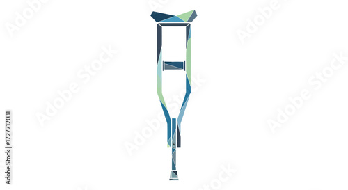 Single Blue and Green Crutch for Mobility Assistance and Support.