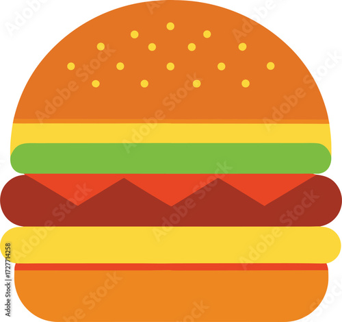 Double cheeseburger with lettuce and tomato, isolated on white background