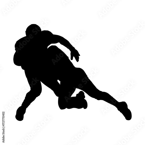 black football players tackling action silhouette clip art preview
