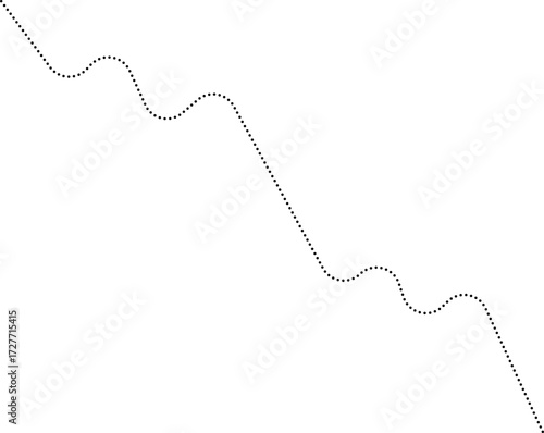 Rounded dotted line chart featuring an abstract jagged path, forming a sharp, irregular pattern, representing fluctuations in data.