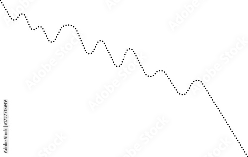 Rounded dotted line chart showing a decline pattern, illustrating a downward movement in the data.