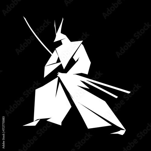 Abstract silhouette of a samurai