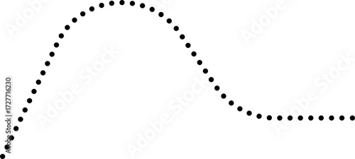 Rounded dotted line graph displaying a wavy curve line element, showing fluid movement in data.