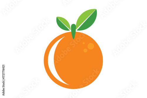 An orange fruit with attached green leaves gives a fresh and vibrant appearance
