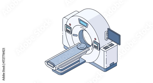 Detailed Illustration of a Medical CT Scanner Machine.