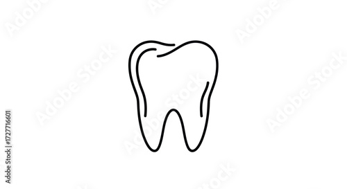 Line Art Illustration of a Single Human Tooth.