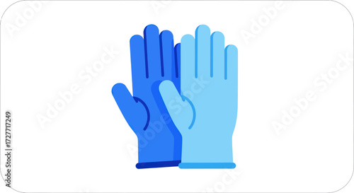 Pair of Blue and Light Blue Rubber Gloves.