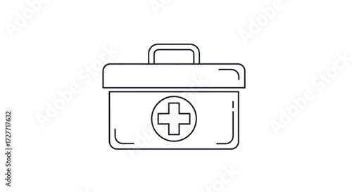 Simple Line Art Illustration of a Medical First Aid Kit.