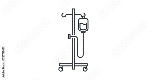 Medical IV Drip Stand with Wheels and Hooks.