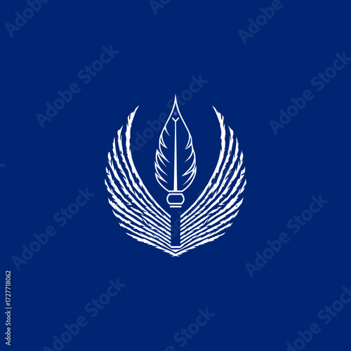 Stylized Quill and Wings Emblem