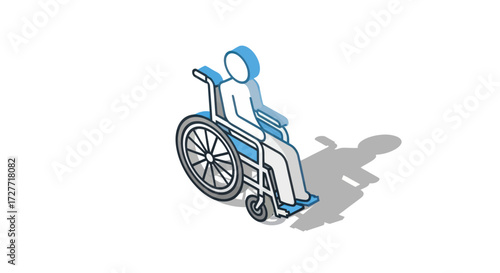 Stylized Isometric Illustration of a Person in a Wheelchair.