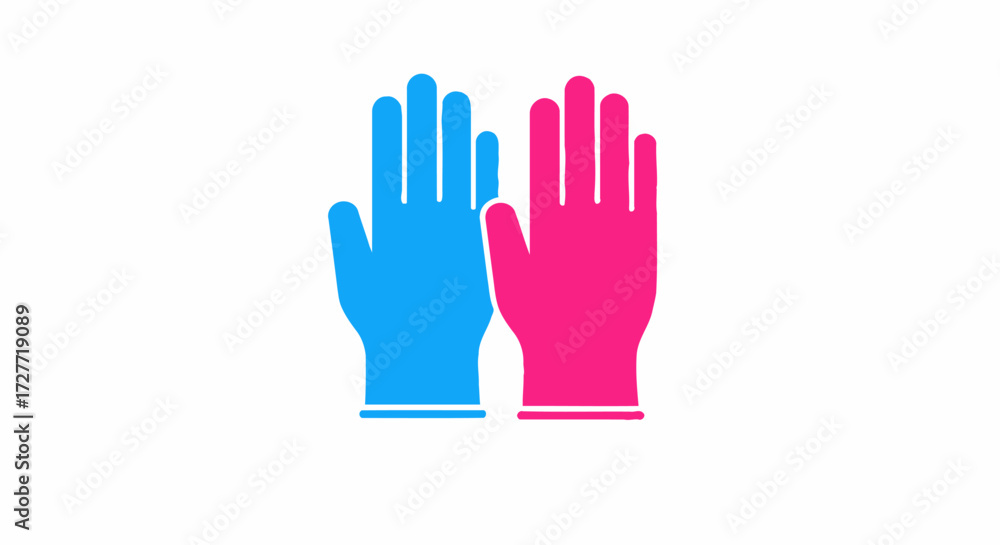 Obraz premium Pair of Colorful Protective Gloves Blue and Pink.