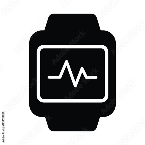 Modern Health Companion: The sleek smartwatch displays a rhythmic heartbeat, symbolizing the fusion of health and cutting-edge tech, suggesting vigilance in everyday health