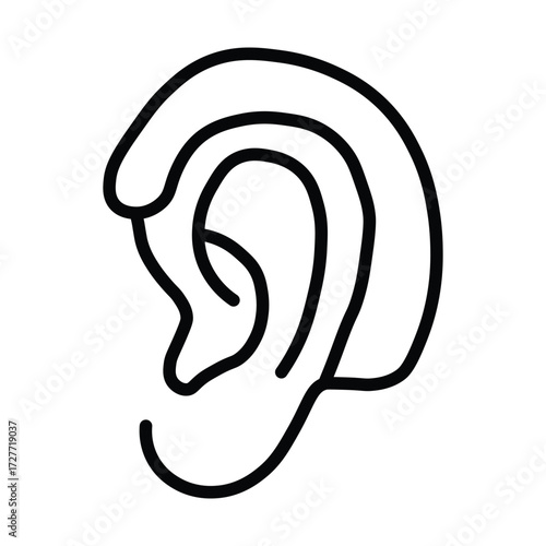 The Human Ear Silhouette: An elegant, minimalist line art illustration of the human ear, emphasizing the intricate contours and curves of the auditory organ.