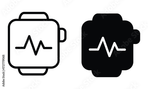 Digital Pulse: Minimalist graphic depicting a sleek smartwatch displaying a dynamic heartbeat waveform, symbolizing the fusion of health and technology