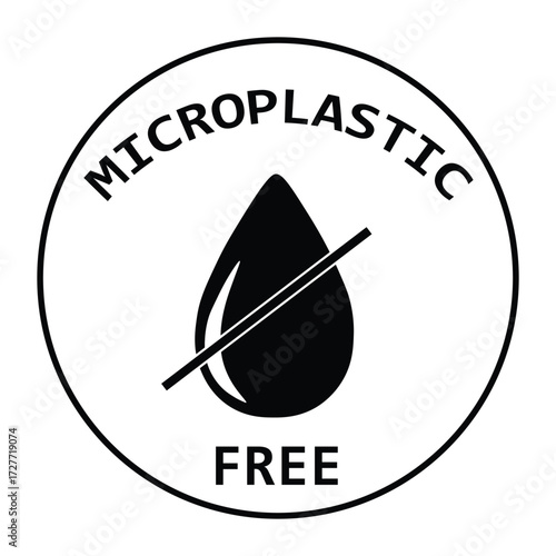 Microplastic Free Seal: A minimalist circular seal prominently displays the words MICROPLASTIC FREE, emphasizing the absence of microplastic pollution in products and environmental sustainability.