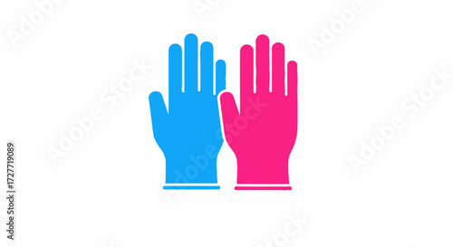 Pair of Colorful Protective Gloves Blue and Pink.