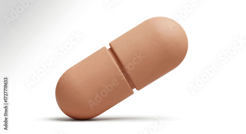 Close-up of a Tan Capsule-Shaped Medical Pill.