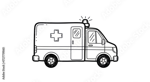Wallpaper Mural Simple Outline Drawing of an Ambulance Vehicle. Torontodigital.ca