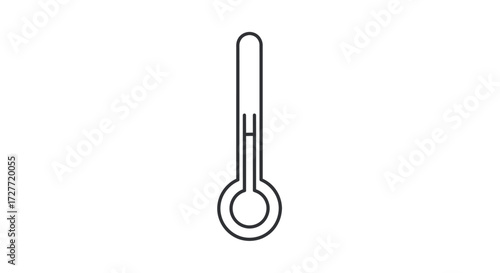 Simple Line Art Icon of a Thermometer Measuring Temperature.