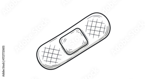 Hand-drawn Adhesive Band-Aid Illustration.