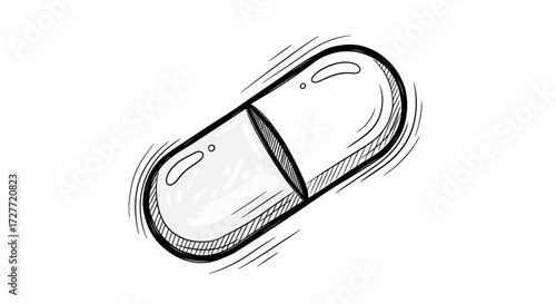 Hand-drawn Sketch of a Capsule Pill.