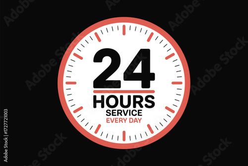 Minimalist 24 hours service every day vector logo illustration scalable eps icon vector