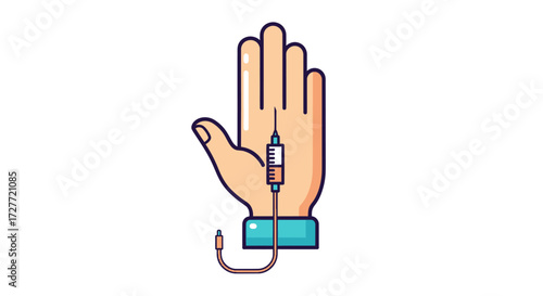 Hand with Intravenous Drip: Medical Treatment Illustration.