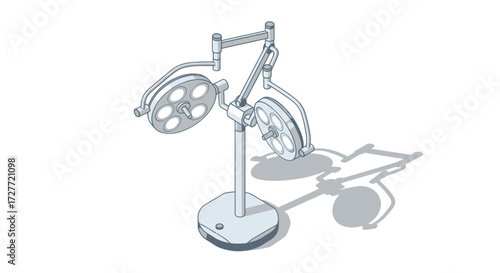 Adjustable Dual-Head Medical Examination Lamp Illustration.