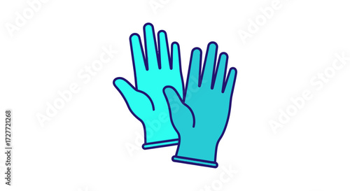 Pair of Blue Protective Gloves Icon Illustration.