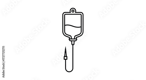 Medical IV Fluid Bag Icon Outline Design.
