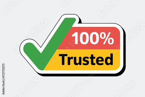 Scalable vector illustration of a 100% trusted verification badge icon for eps download vector