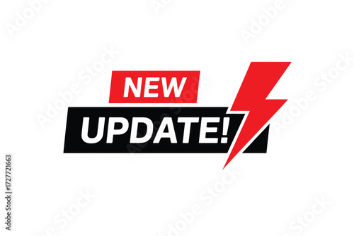 Modern vector logo design for a new update featuring a red lightning bolt icon vector