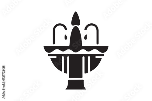 Stylized silhouette of a multi tiered water fountain