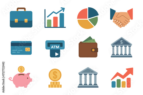 Vector business and finance icons for scalable eps design and financial concept illustrations vector