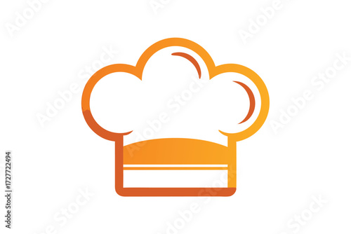 Golden chef hat has an outline, bright color palette, and simple design