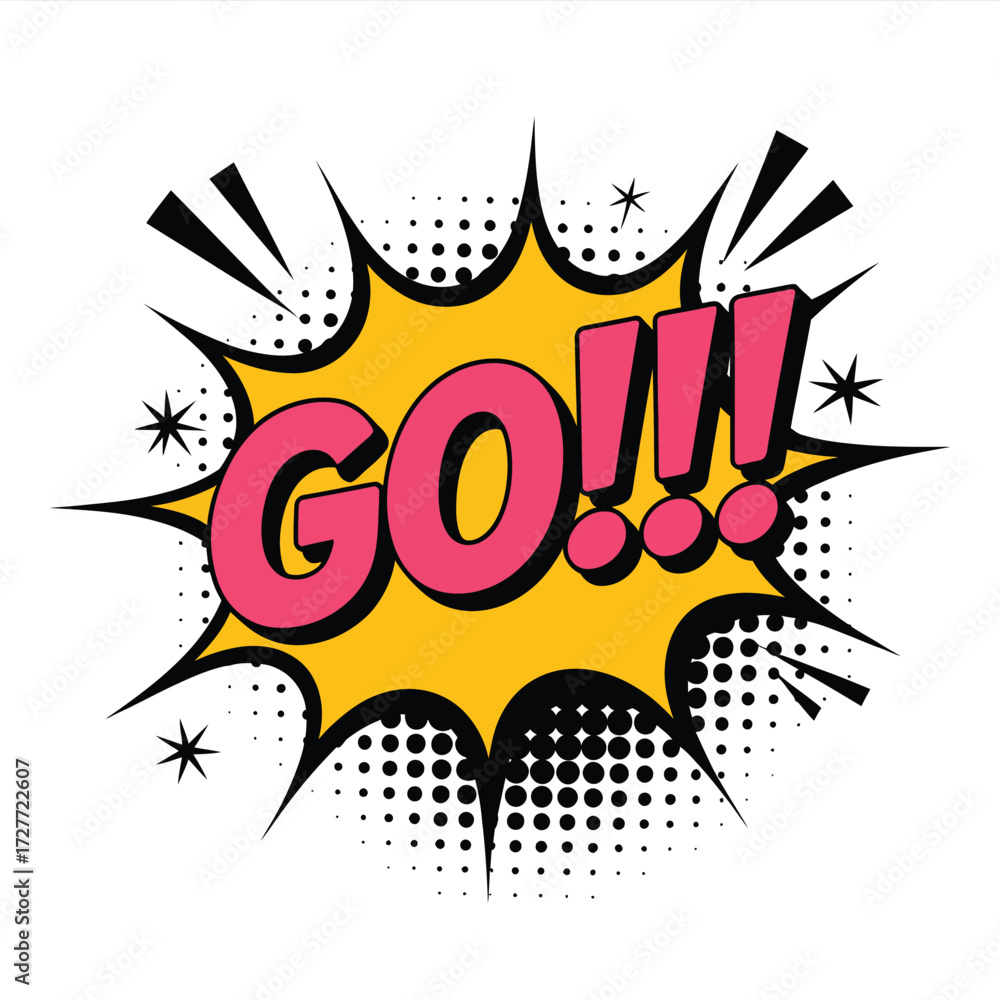 Fototapeta premium Dynamic comic book style sticker design go illustration vector scalable eps icon graphic vector