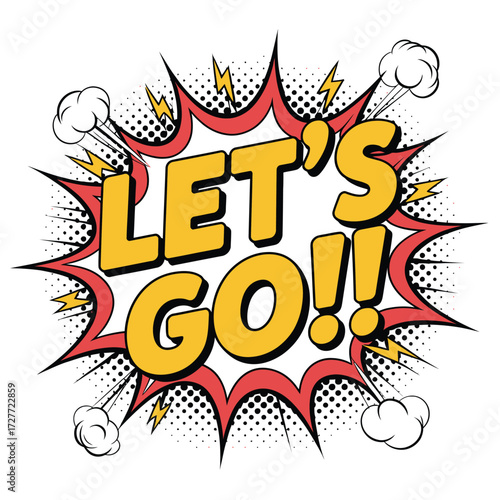 Dynamic comic book style lets go explosion vector graphic for action and excitement vector