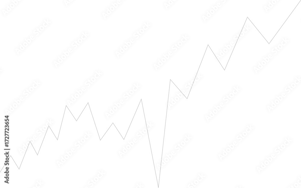 Naklejka premium Black dashed line chart showing fluid transitions between data points in financial flow representation.