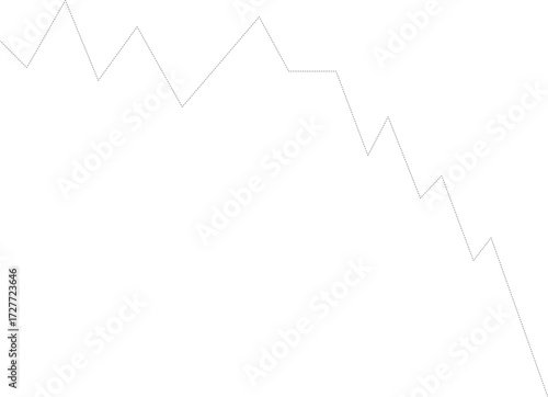 Dashed line diagram with a descending arrow path indicating market downturns or losses.