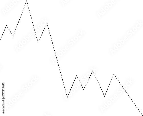 Dashed vector graph with distinct angular turns illustrating dynamic shifts in financial index metrics.