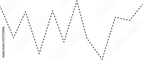 Minimalist dashed chart with sharp transitions portraying quick market reactions.
