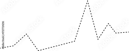 Simple jagged dashed line chart illustrating uneven data progression in financial reports.