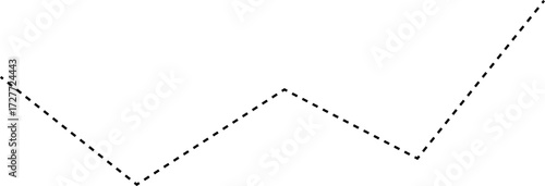 Dashed line chart with an upward direction illustrating a rising trend in investment and stock data.