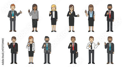 Diverse Business Professionals in Formalwear Presenting Ideas.