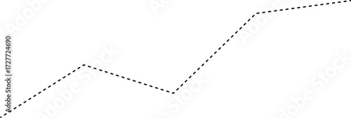 Dashed diagram representing a financial trend through dynamic changes in line movement.