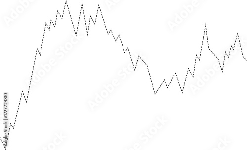 Dashed stock line chart used in market infographic layout to depict trading performance.