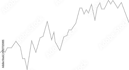 Dashed step curve graph with segmented movements reflecting structured changes in financial data.